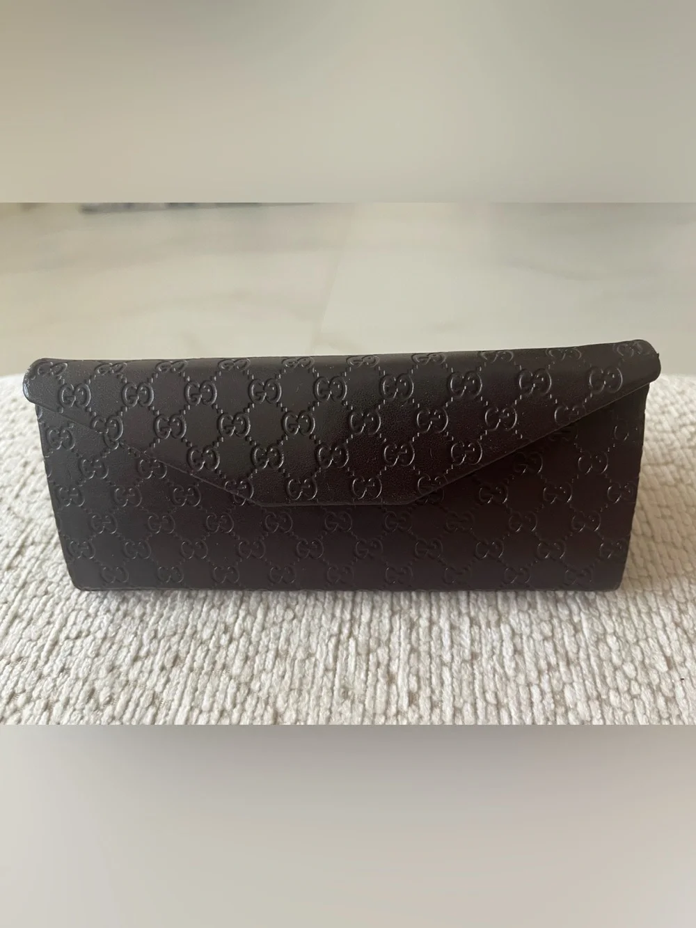 Gucci Brown Embossed GG Leather lens case